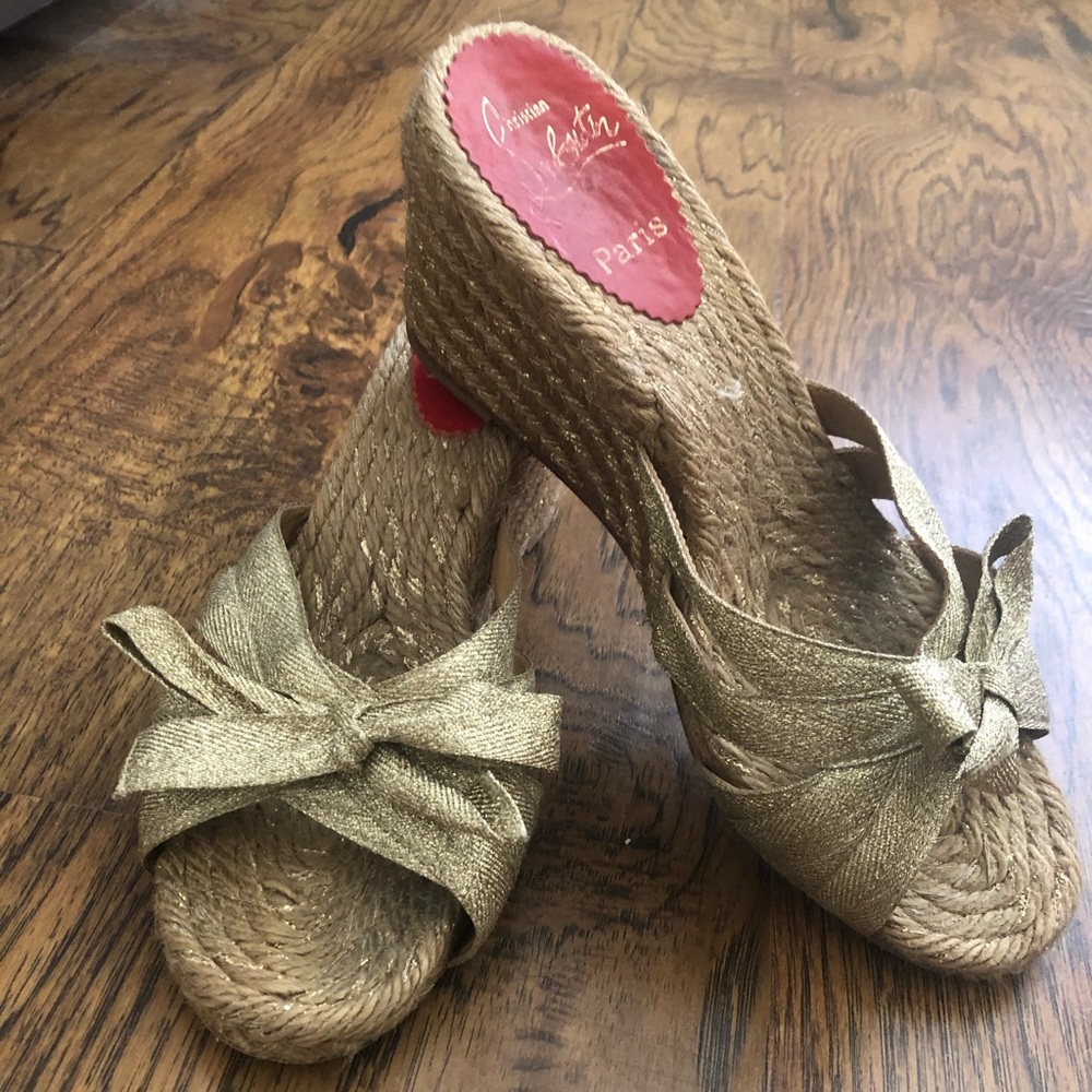 Christian Louboutin size 39 gold wedge